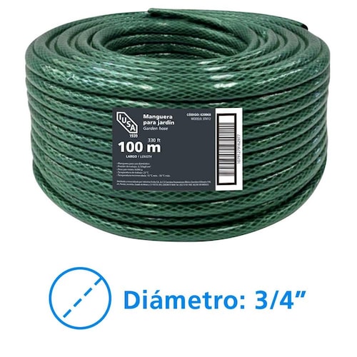 Rollo de Manguera Flexible Tricapa, IUSA, 100 m de 3/4" 
