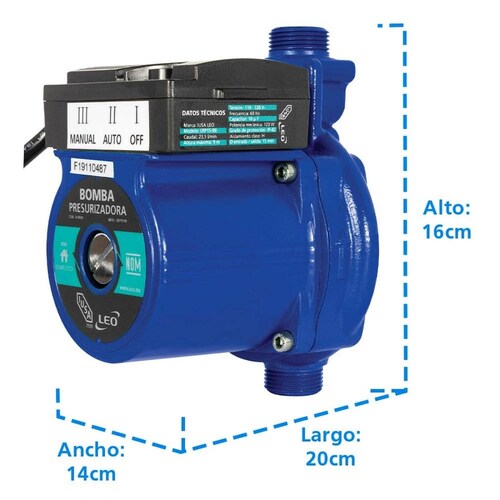 Bomba Hidráulica Presurizadora en Línea, IUSA Primo, 1/6 HP 