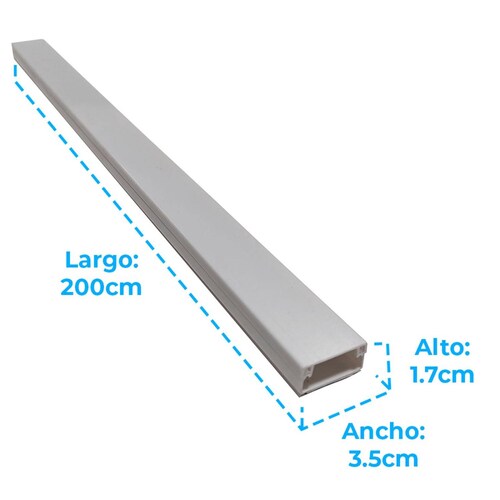 Canaleta Plástica, IUSA, PVC, 2m, 17x35mm, 10pzas 