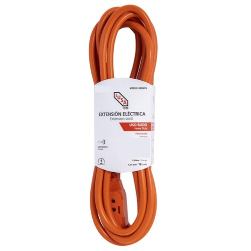 Extensión de Uso Rudo, Naranja, Clavija Recta, 25m, IUSA 