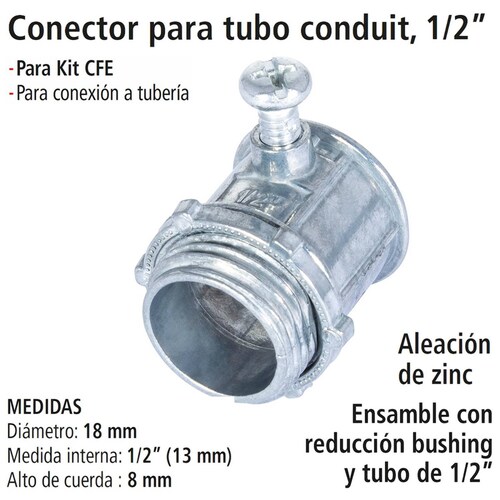 Conector IUSA para Tubo Conduit, 1/2 