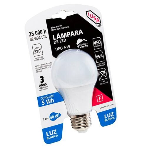 Foco LED A19 5 W, 450 lm luz blanca blister 