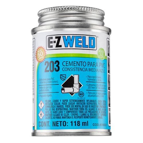 Cemento PVC C40 y C80, mod. 203 azul, E-Z WELD 240ml 