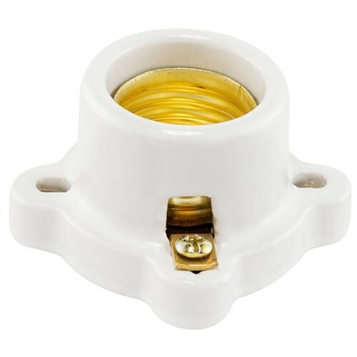 Portalámpara De Porcelana Cuadrado, Casquillo Latón Socket 