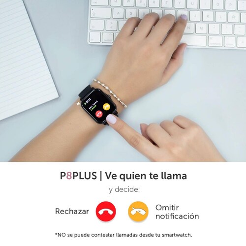Smartwatch BINDEN P8 PLUS Notificaciones iOS/Android, Negro 