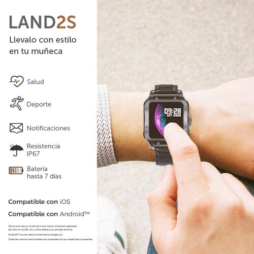 Smartwatch BINDEN LAND2S Notificaciones, para Android/iOS Dorado