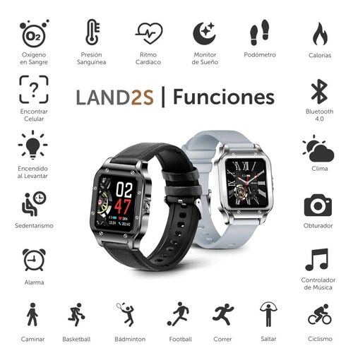 Smartwatch BINDEN LAND2S Notificaciones, para Android/iOS Gris