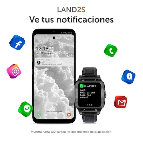 Smartwatch BINDEN LAND2S Notificaciones, para Android/iOS Gris