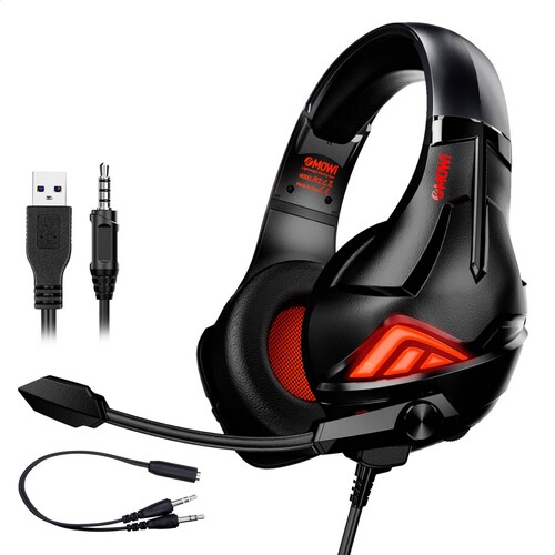 Audífonos Gamer BINDEN R2 con Luz y Micrófono Rotatorio Naranja