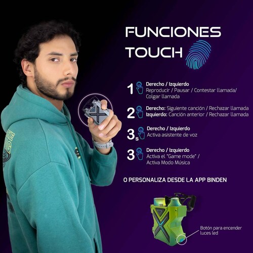 Audífonos Gamer BINDEN Dark Punk Personaliza Sonido Plateado