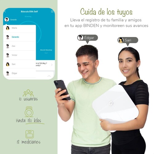 Báscula Inteligente BINDEN ERA Self 18 Mediciones App BINDEN Rosa