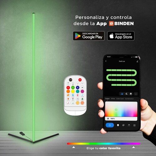 Lampara de pie BINDEN Dark Lux sincronización con música App Binden 