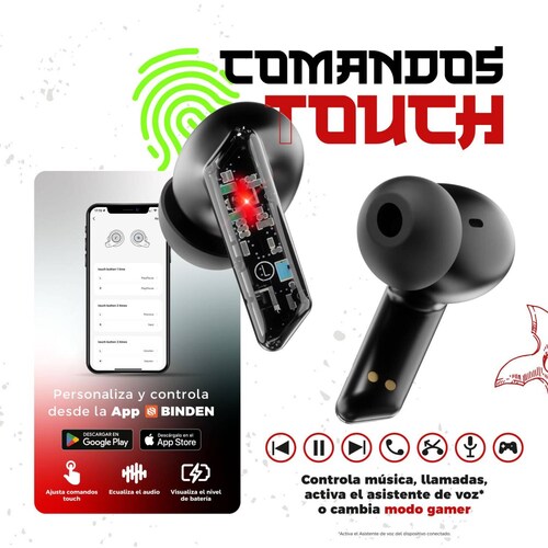 Audífonos Gamer Binden Dark Ninja con Reducción de Ruido. Negro