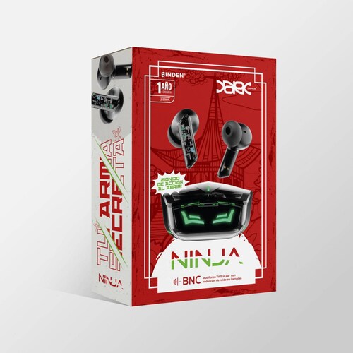 Audífonos Gamer Binden Dark Ninja con Reducción de Ruido. Negro