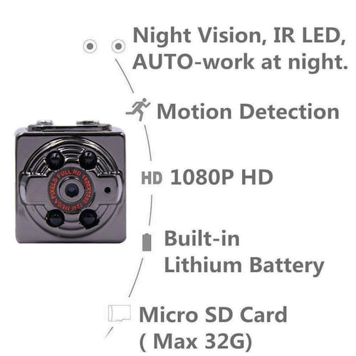Mini Cámara Espía 1080p720p con Batería Recargable de 200 mAh (SQ8) 