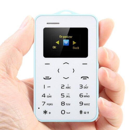 Celular Tarjeta AIEK C6 1.0 inch Bluetooth 2.0 Calendario, Alarma Calculadora Azul cielo
