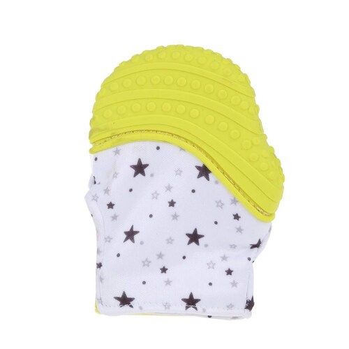 Guante Mordedera De Silicon bebe Denticion Amarillo