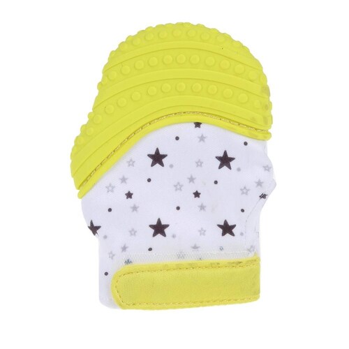 Guante Mordedera De Silicon bebe Denticion Amarillo