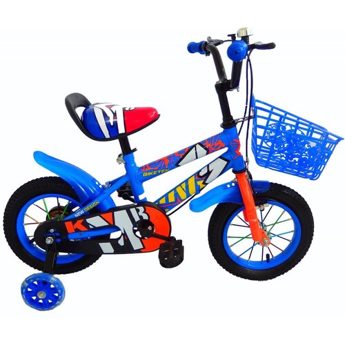 Bicicleta Infantil para niño rodada 12 con llantas de entrenamiento Azul