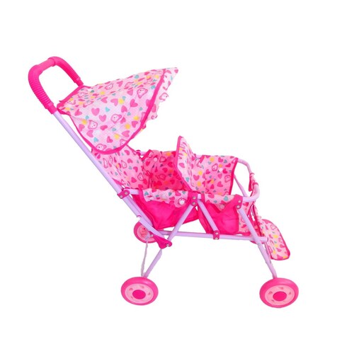 Carriola para muñeca doble de metal de juguete para niñas Oso
