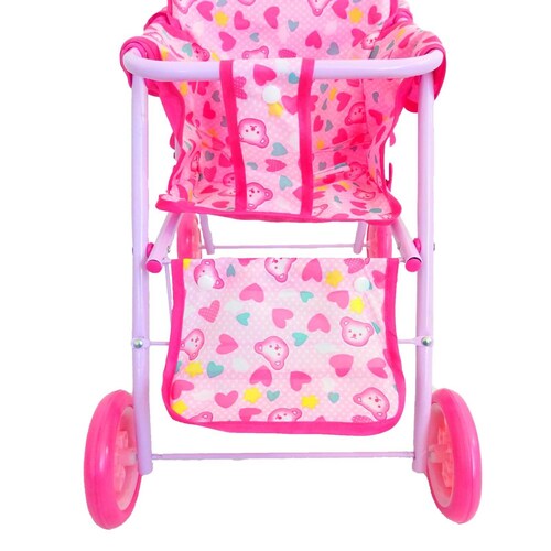 Carriola para muñeca doble de metal de juguete para niñas Oso