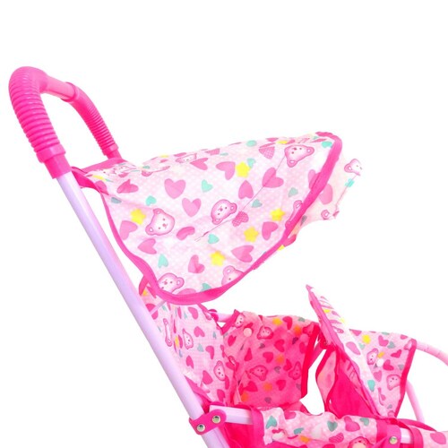 Carriola para muñeca doble de metal de juguete para niñas Oso
