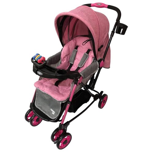 Carriola Reversible de Mezclilla Trendy Kids Rocky Zoo  - Rosa