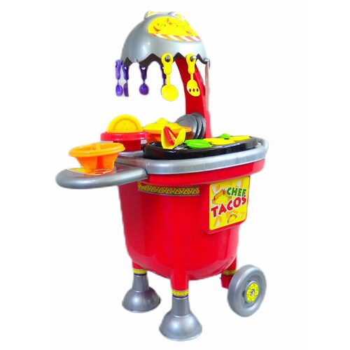Cocinita Infantil Carrito de Tacos, Juguete para Niños 23 pz  - Rojo