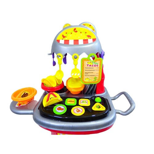 Cocinita Infantil Carrito de Tacos, Juguete para Niños 23 pz  - Rojo