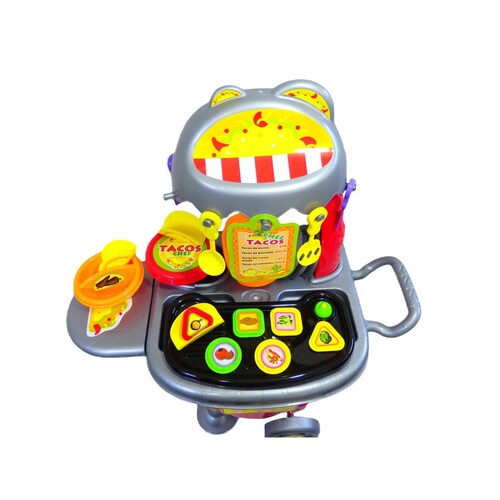 Cocinita Infantil Carrito de Tacos, Juguete para Niños 23 pz  - Rojo