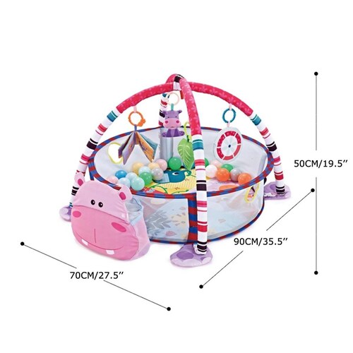 Tapete Gimnasio Y Corral Juguete Para Bebe Con 30 Pelotas  - Hipopotamo