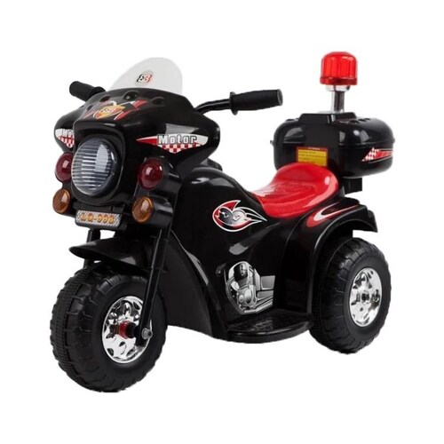 Trimoto Montable Eléctrica Policía, Sonido de Sirena, 4km/h,6V Negro