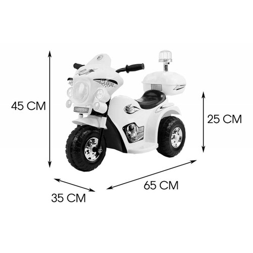 Trimoto Montable Eléctrica Policía, Sonido de Sirena, 4km/h,6V Negro