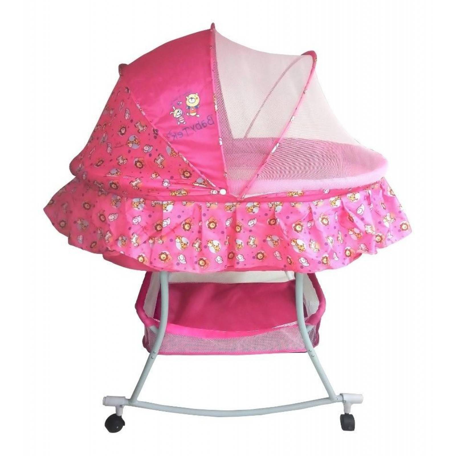 Cuna Moises Para Bebes Mosquitero Mecedora Canasto Rosa Sears