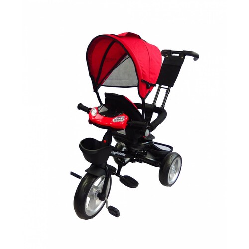 Triciclo para niño y niña con asiento giratorio a 360 Luz Sonido  - Rojo