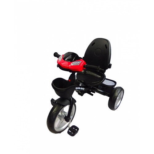 Triciclo para niño y niña con asiento giratorio a 360 Luz Sonido  - Rojo