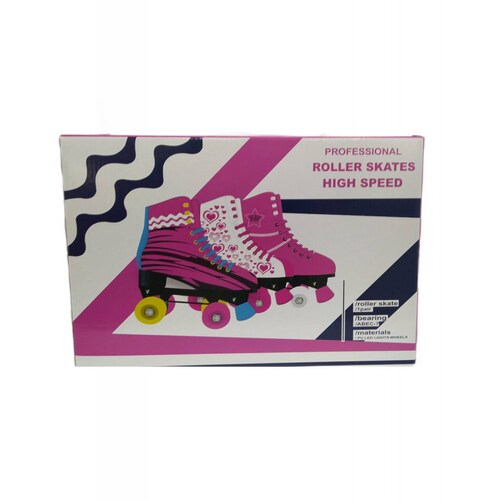 Patines Infantiles Roller Skate Retro Niñas 4 Ruedas Lineas Rosa 35-36e