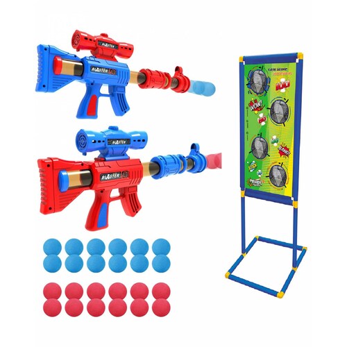 Pistola de Juguete 2pz con Juego de Punteria y 24 pz de Espuma  - Multicolor.