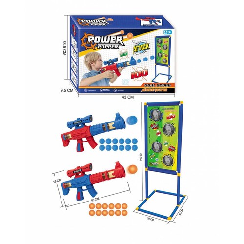 Pistola de Juguete 2pz con Juego de Punteria y 24 pz de Espuma  - Multicolor.