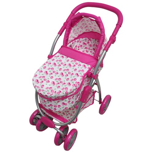 Carriola para Muñecas de Lujo Intercambiable,Bambineto,Toldo retractir,  - Rosa.