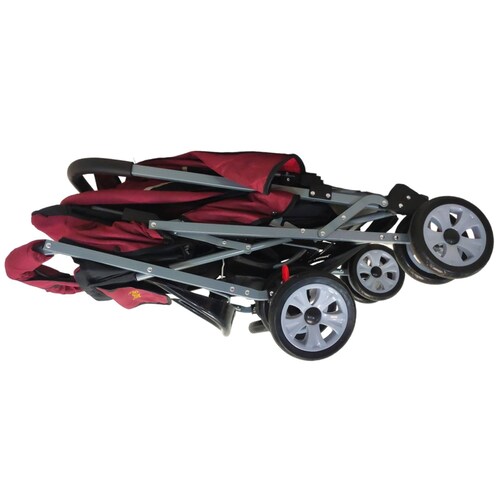 Carriola Doble para Bebe y Niño Gemelar Plegable 8 llantas  - Rojo.