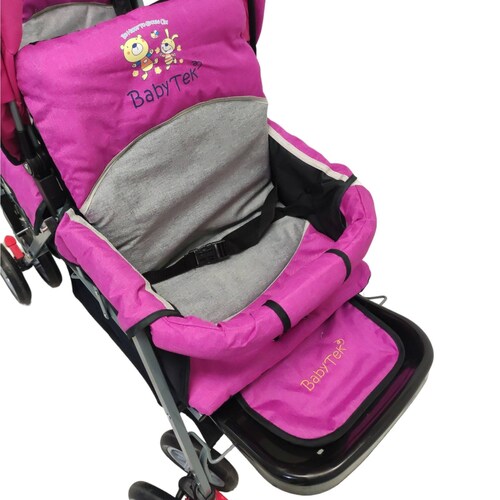 Carriola Doble para Bebe y Niño Gemelar Plegable 8 llantas  - Rosa.