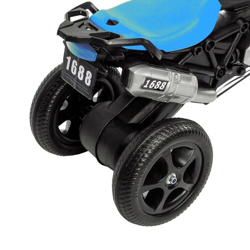 Triciclo para Niños con Diseño de Moto y Luz Frontal  - Azul.
