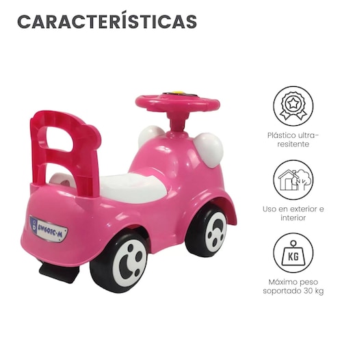 Montable Correpasillos con Sonido,Luz,Cajuela Chango Rosa  - Rosa