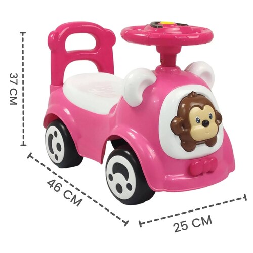 Montable Correpasillos con Sonido,Luz,Cajuela Chango Rosa  - Rosa