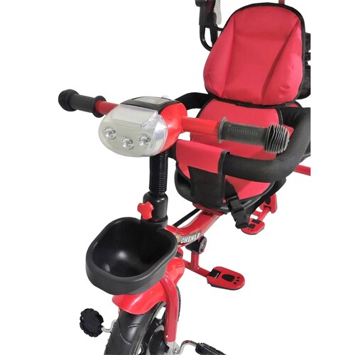 Triciclo para Niños Gemelar Doble Giratorio 360,Luz,Sonido  - Rojo.