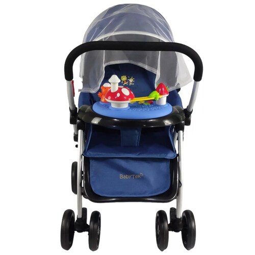 Carriola Reversible con Tablero 3 Reclinado Toldo Plegable  - Azul