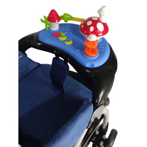 Carriola Reversible con Tablero 3 Reclinado Toldo Plegable  - Azul