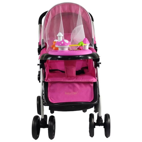 Carriola Reversible con Tablero 3 Reclinado Toldo Plegable  - Rosa