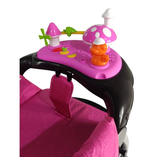 Carriola Reversible con Tablero 3 Reclinado Toldo Plegable  - Rosa